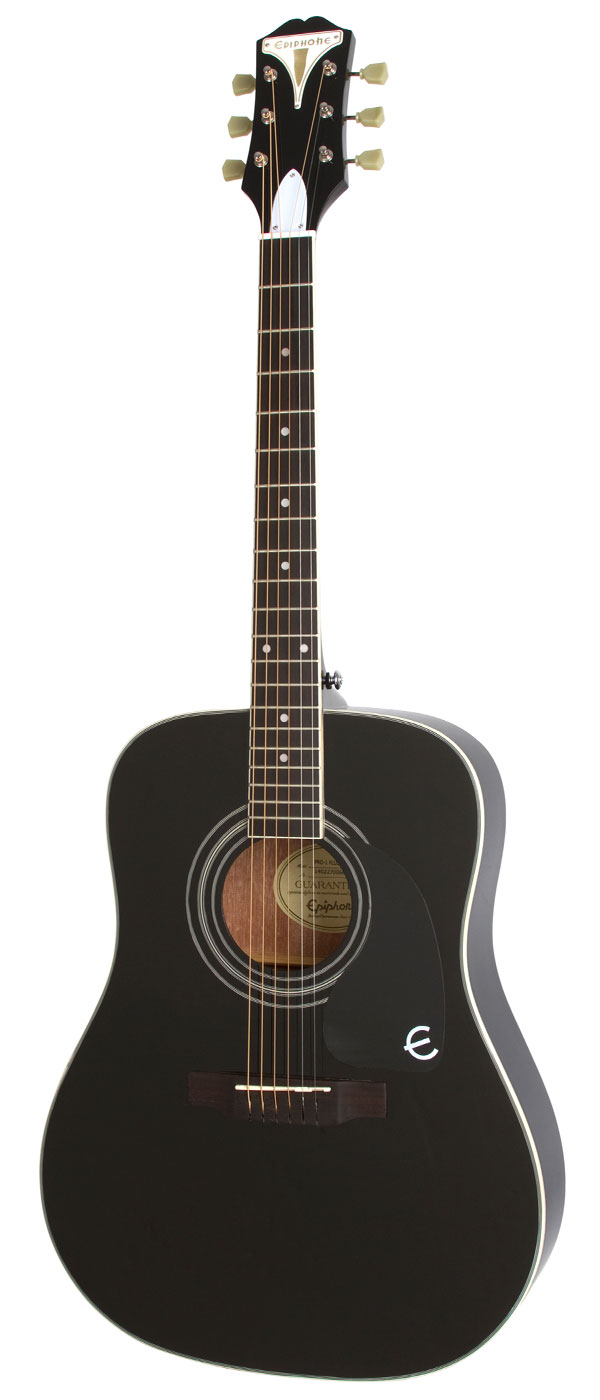 EPIPHONE PRO-1 PLUS Acoustic Ebony акустическая гитара, цвет черный, верхняя дека - ель (массив)