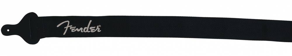 FENDER BLACK STRAP/GREY LOGO - ремень для гитары, нейлон, цвет черный, серый логотип