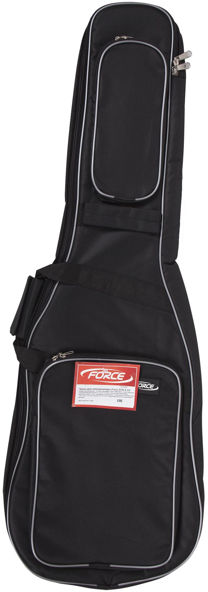 FORCE STD-E GY - Чехол для электрогитары,цвет черный с серым кантом.