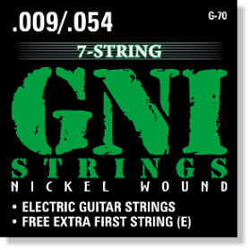 GNI G70 струны для 7 струнной электро-гитары .009/.054, никелированная навивка