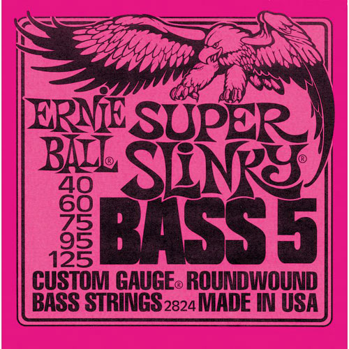 Ernie Ball 2824  струны для 5-струнной бас гитары Super (40-60-75-95-125) Round Wound