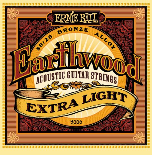 Ernie Ball 2006 Earthwood 80/20 Струны для акуст. гитары, бронза, Extra Light (10-14-20w-28-40-50)
