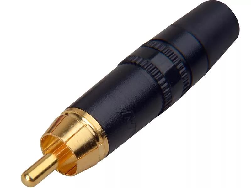 Neutrik NYS373-0 кабельный разъем RCA корпус черный хром, золоченые контакты, черная полоса