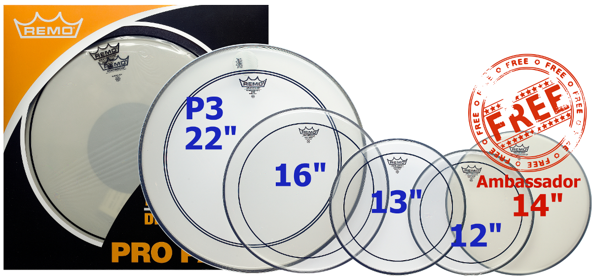 REMO PP-0270-PS набор (PINSTRIPE CLEAR 12',13',16' , AMBASSADOR COATED 14', POWERSTROKE3 CLEAR 22')