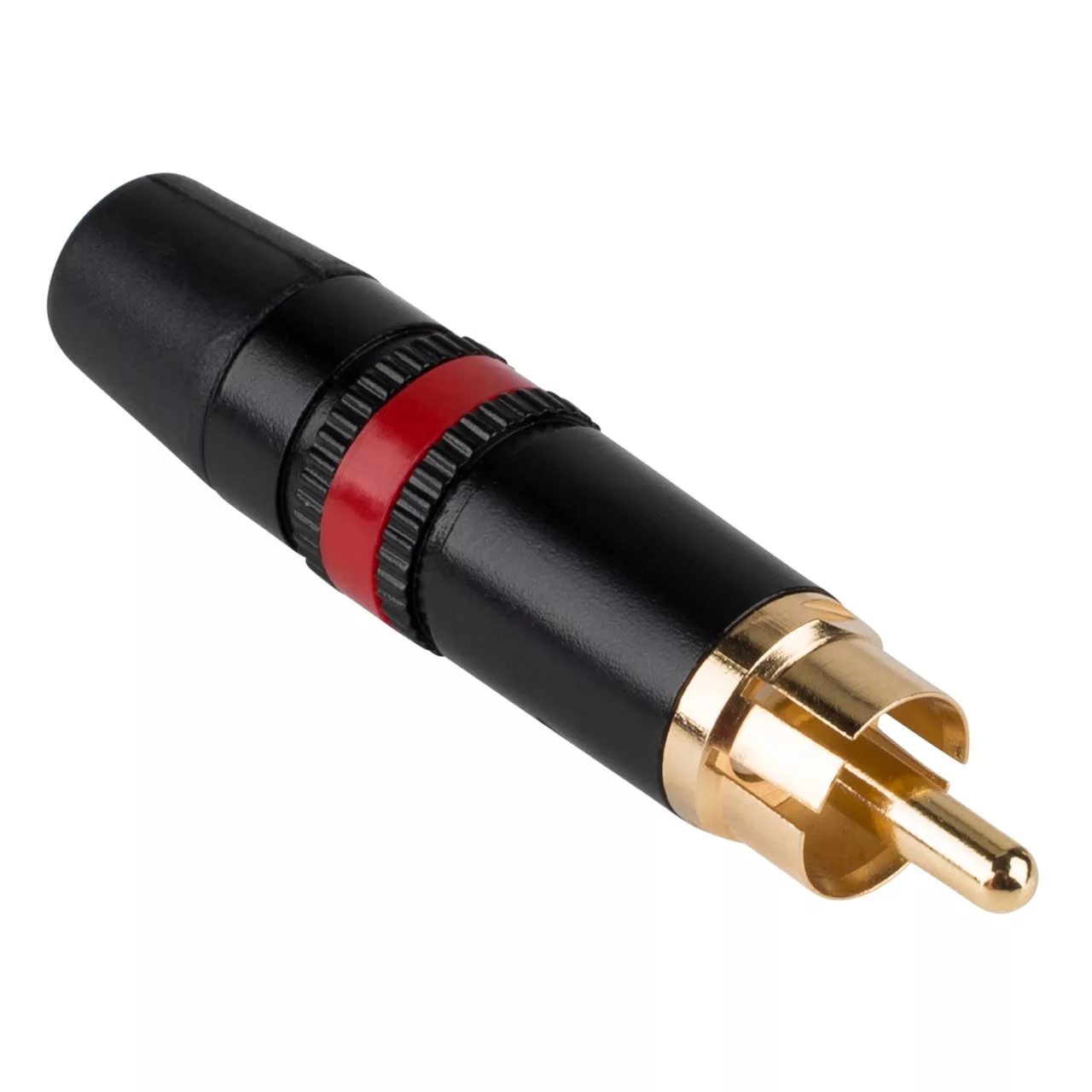 Neutrik NYS373-2 кабельный разъем RCA корпус черный хром, золоченые контакты, красная полоса