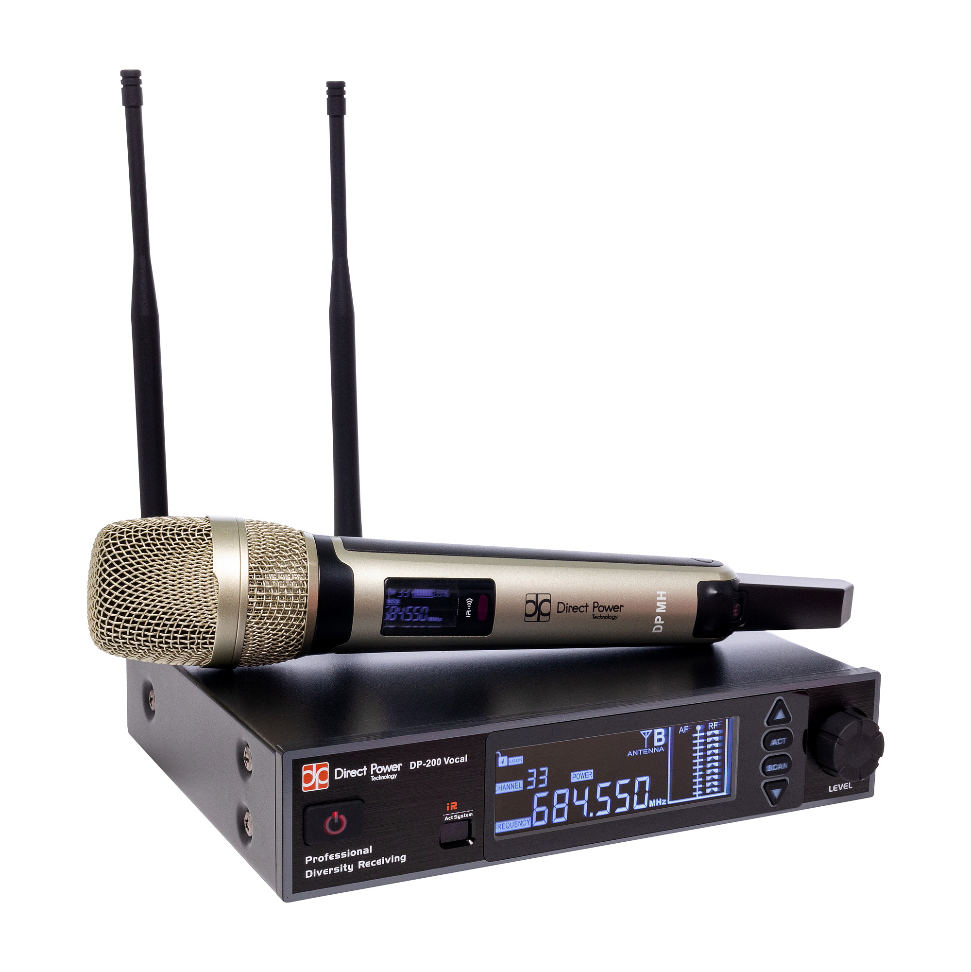 Direct Power Technology DP-200 VOCAL вокальная радиосистема с ручным передатчиком и ЖК-дисплеем