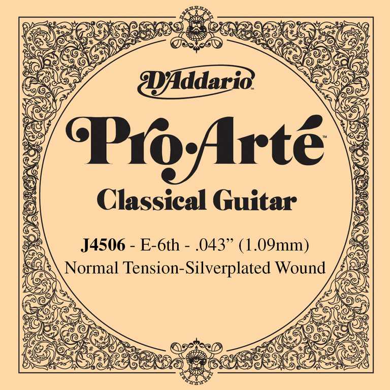 D'ADDARIO J4506 Pro-Arte Отдельная 6-ая струна для классической гитары, нейлон, посеребренная, норма