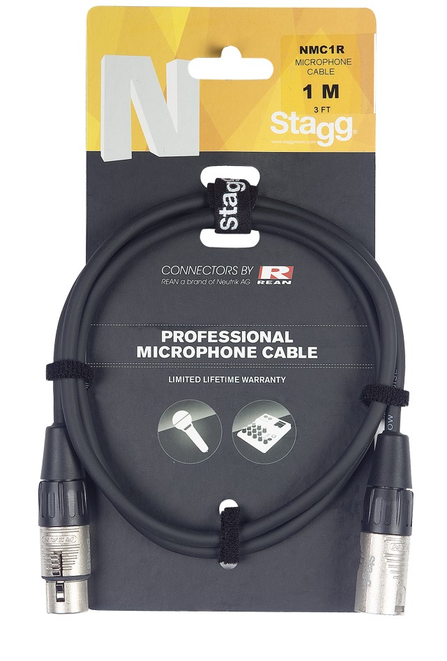 STAGG NMC1R - профессиональный микрофонный шнур XLR-XLR, 1 метр