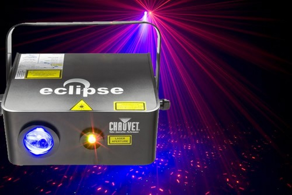 Eclipse CHAUVET. Лазерный эффект. Зеленый лазер 30мВт, красный лазер 80мВт. Заливающий синий светоди