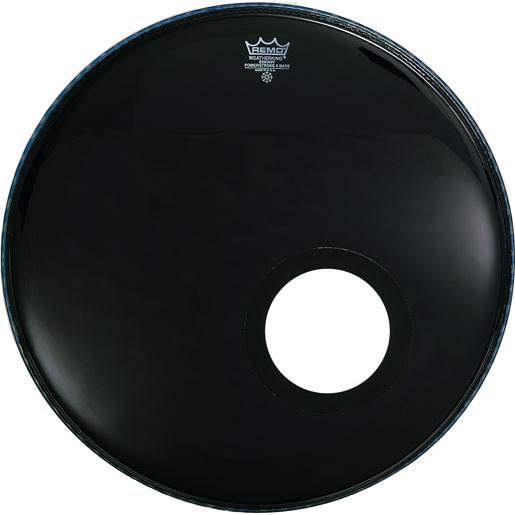REMO POWERSTROKE3 22` EBONY W/Pre-Cut Hole фронтальный черный пластик для басбарабана с отверстием