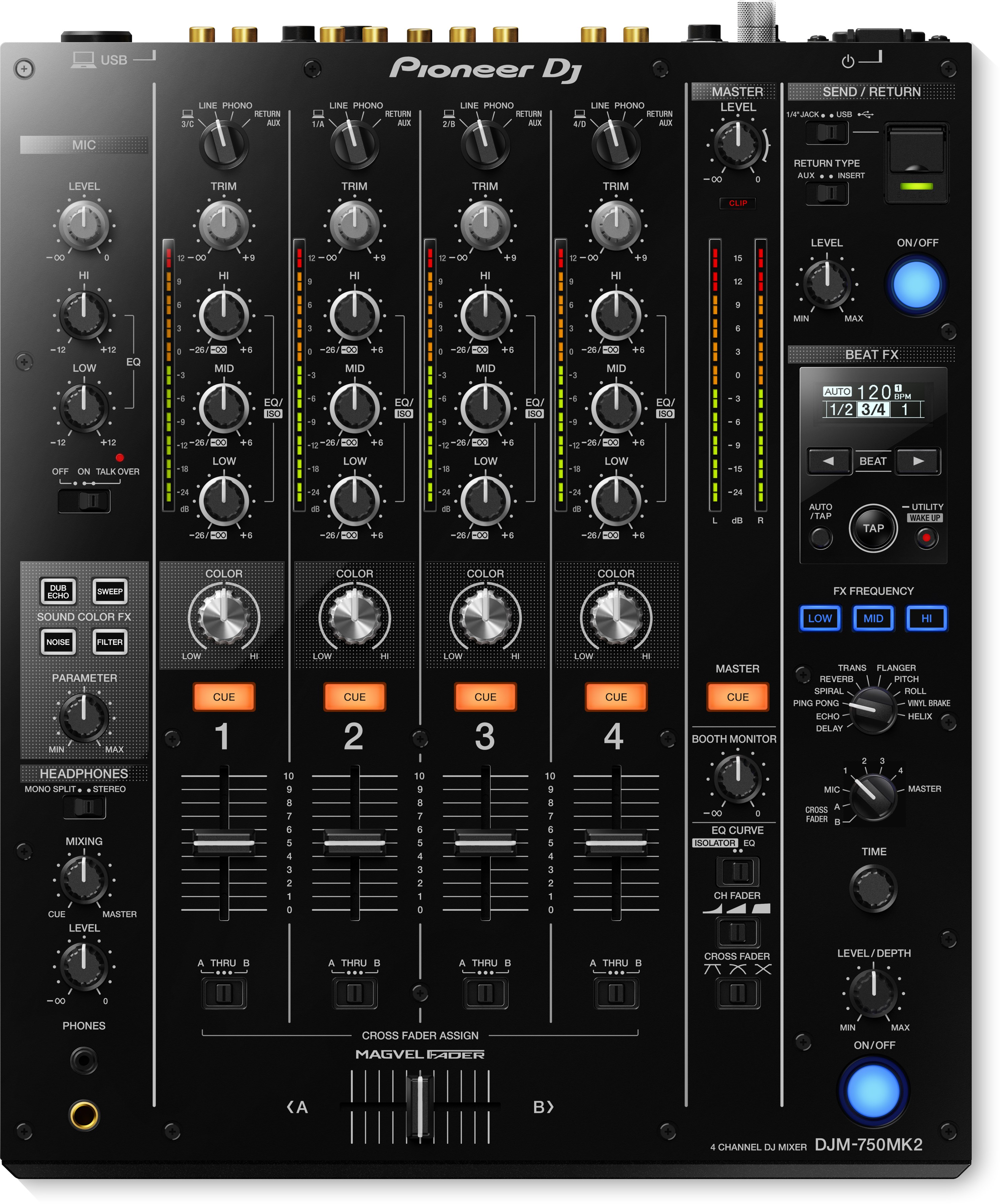 PIONEER DJM-750MK2 - 4-х канальный DJ Микшер , цвет черный