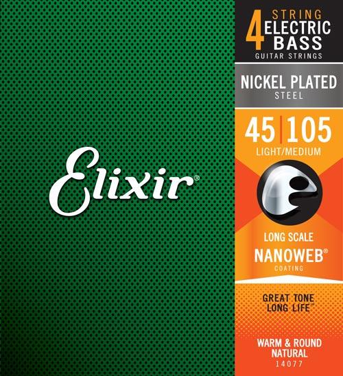Elixir 14077 NanoWeb  струны для бас-гитары Medium 45-105