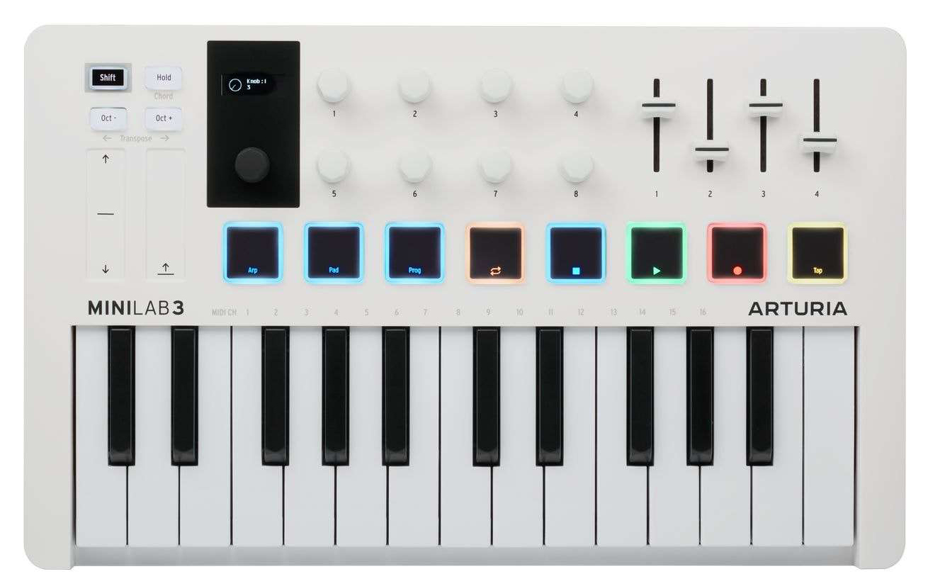 Arturia MiniLAB 3 - 25 клавишная  MIDI-клавиатура - пэд-контроллер, 9 регуляторов, 8  RGB пэдов, 8 ф