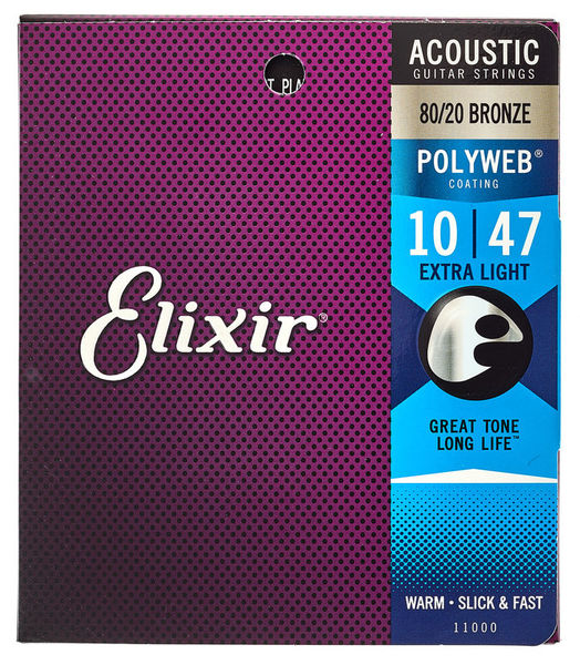 Elixir 11000 струны для акустической гитары PolyWeb Extra Light (010-014-023-030-039-047)
