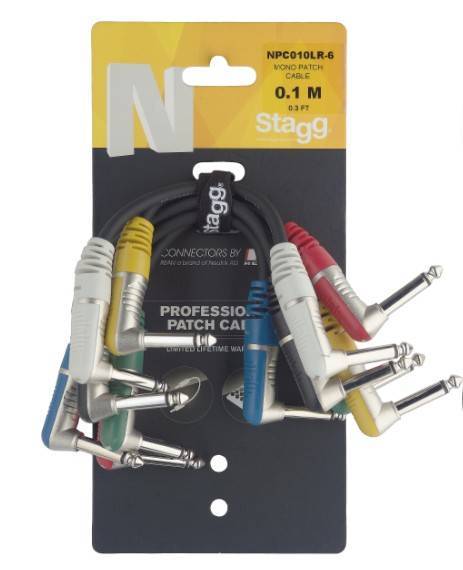 STAGG NPC010LR-6 - Набор профессиональных соединительных инструментальных кабелей с угловыми джеками