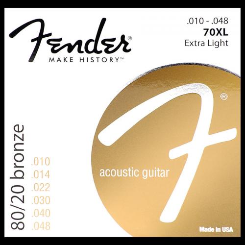 FENDER STRINGS NEW ACOUSTIC 70XL 80/20 BRNZ BALL END 10-48 струны для акустической гитары, бронза 