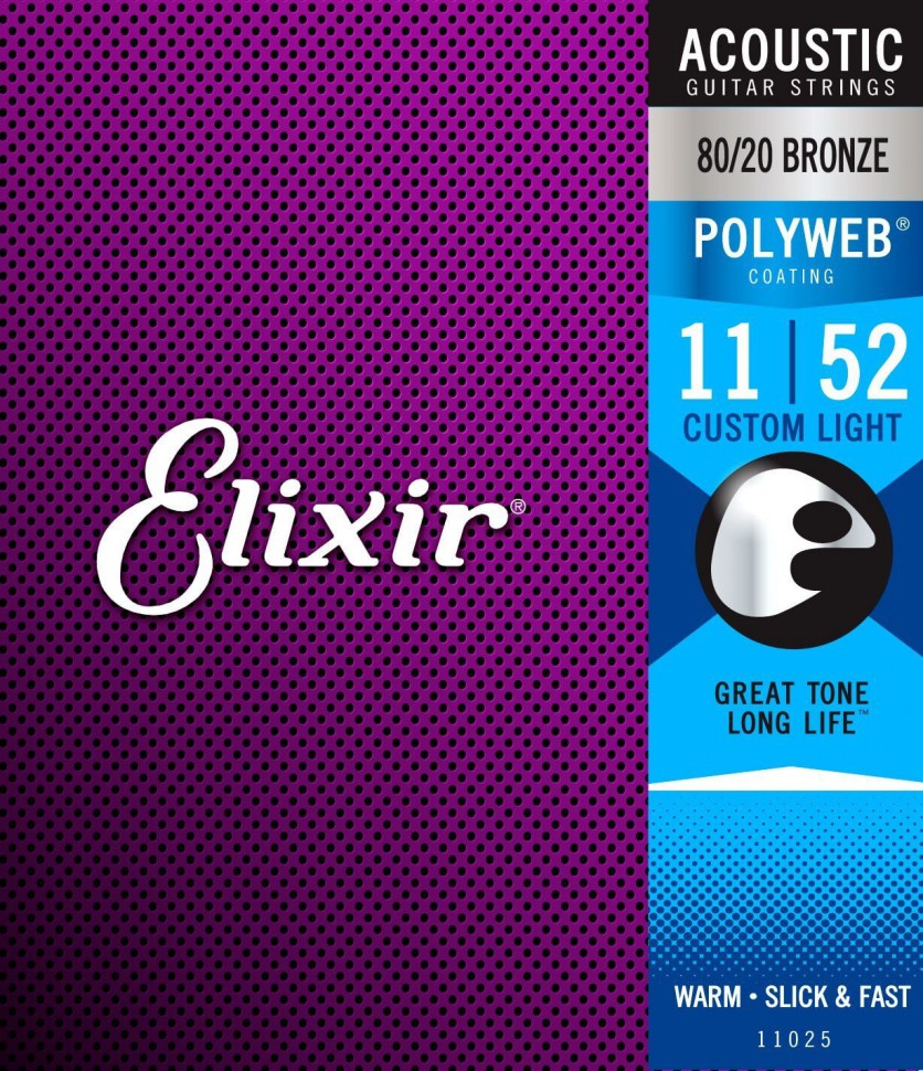 Elixir 11025 PolyWeb  струны для акустич. гитары Custom Light 11-52