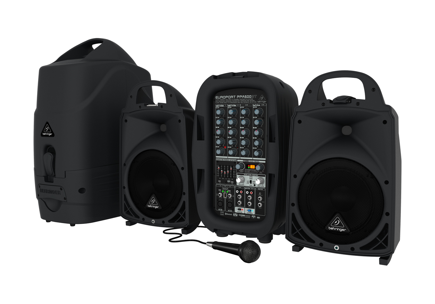BEHRINGER PPA500BT - Звукоусилительный комплект, 8"+1", 2х250Вт 4Ом, 2х160Вт 8Ом, DSP.