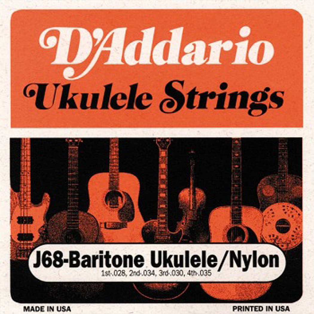 D'ADDARIO J68 струны для укулеле баритон, серебро/чистый нейлон