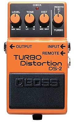 BOSS DS-2 педаль гитарная Distortion для электрогитары, имеет два режима от блюз-роковых ритмически