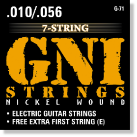 GNI G71 струны для 7 струнной  электро-гитары .010/.056, никелированная навивка
