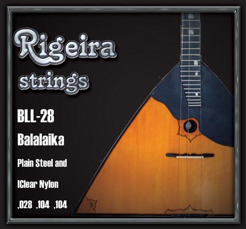 RIGEIRA BLL 28 - струны для балалайки, сталь и прозрачный нейлон, 0,028 , 0,104, 0,104 