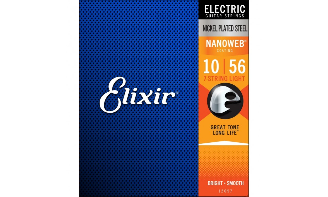 Elixir 12057 NANOWEB Комплект струн для 7-струнной электрогитары, Light, 10-56,