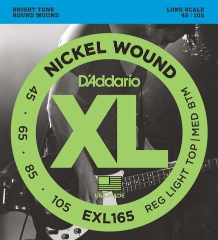 D'ADDARIO EXL165 струны для 4х струнной бас-гитары, никель, Soft/Reg, 45-105