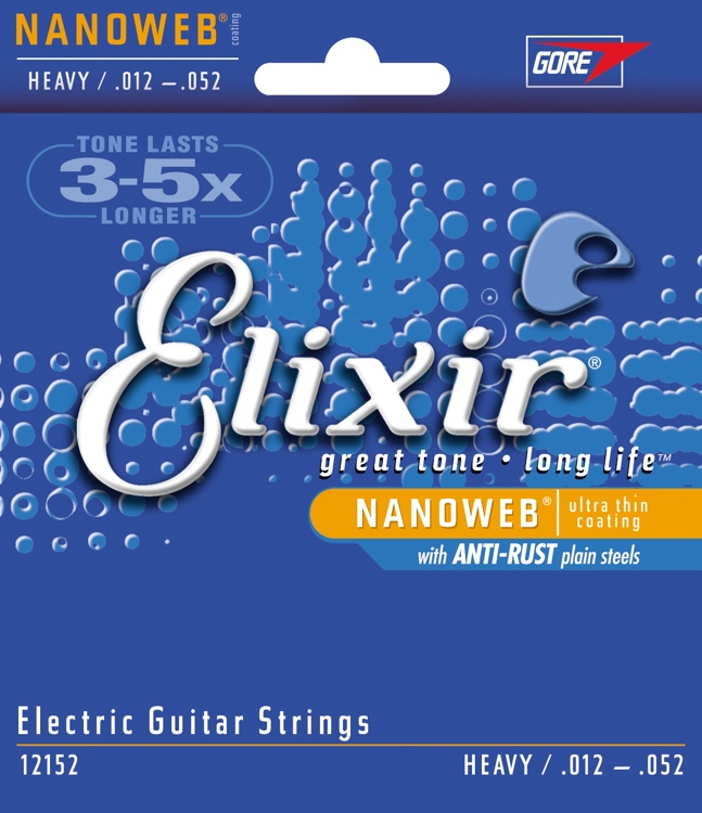 Elixir 12152 струны для электрогитары Anti Rust NanoWeb Heavy (012-016-024-032-042-052)