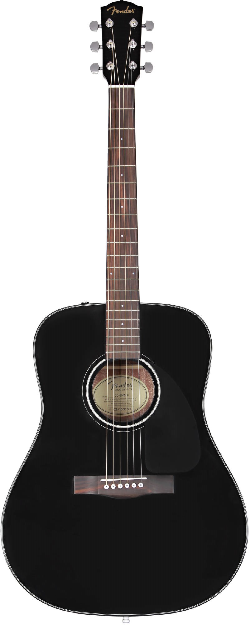 FENDER CD-60 DREAD V3 DS BLK WN акустическая гитара, цвет черный, задняя дека и обечайка - махагони,