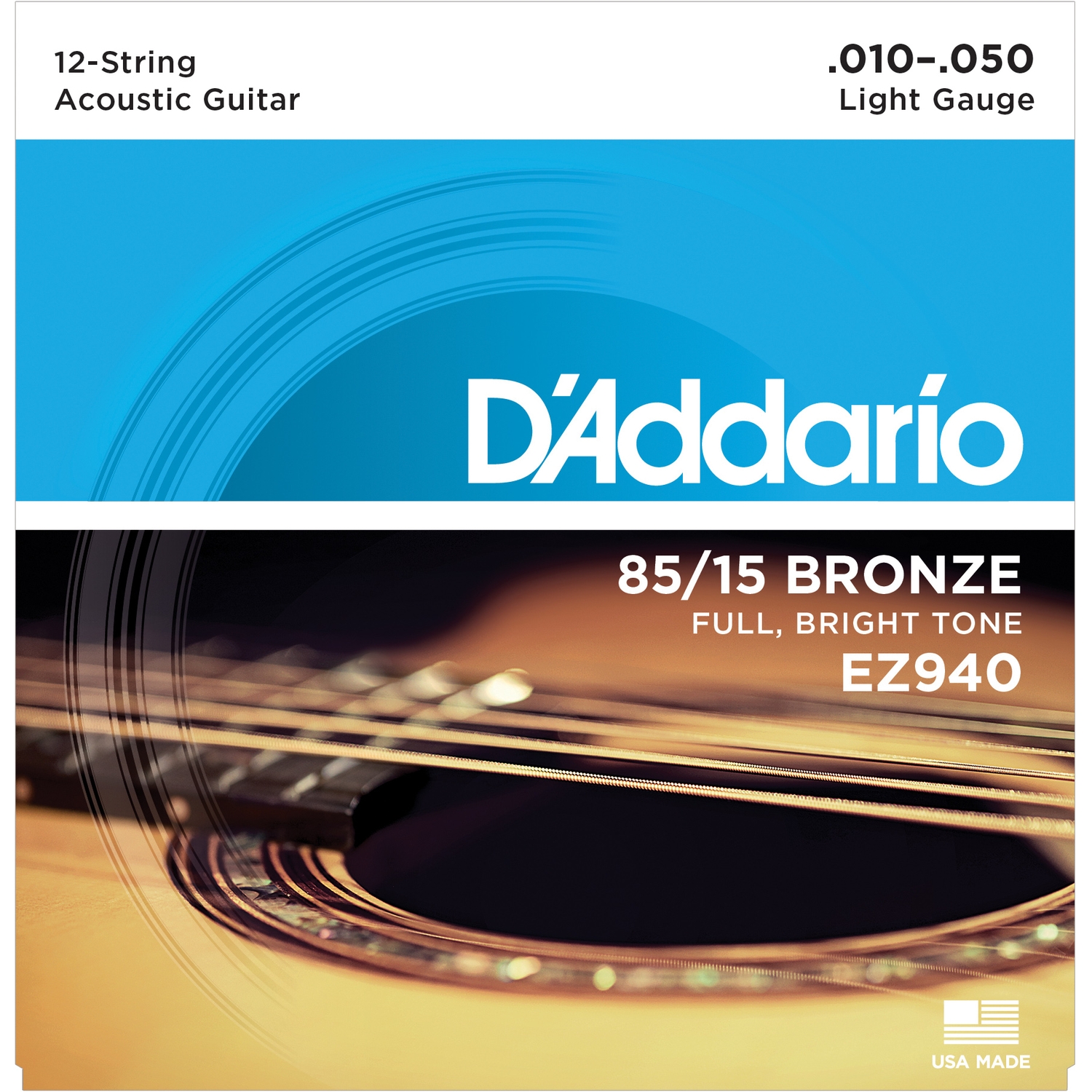 D'ADDARIO EZ940 AMERICAN BRONZE 85/15 Струны для 12-струнной акустической гитары Light 10-50