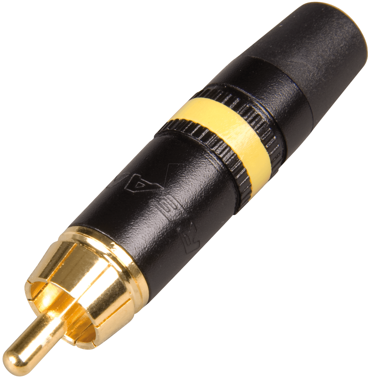 Neutrik NYS373-4 кабельный разъем RCA корпус черный хром, золоченые контакты, желтая полоса