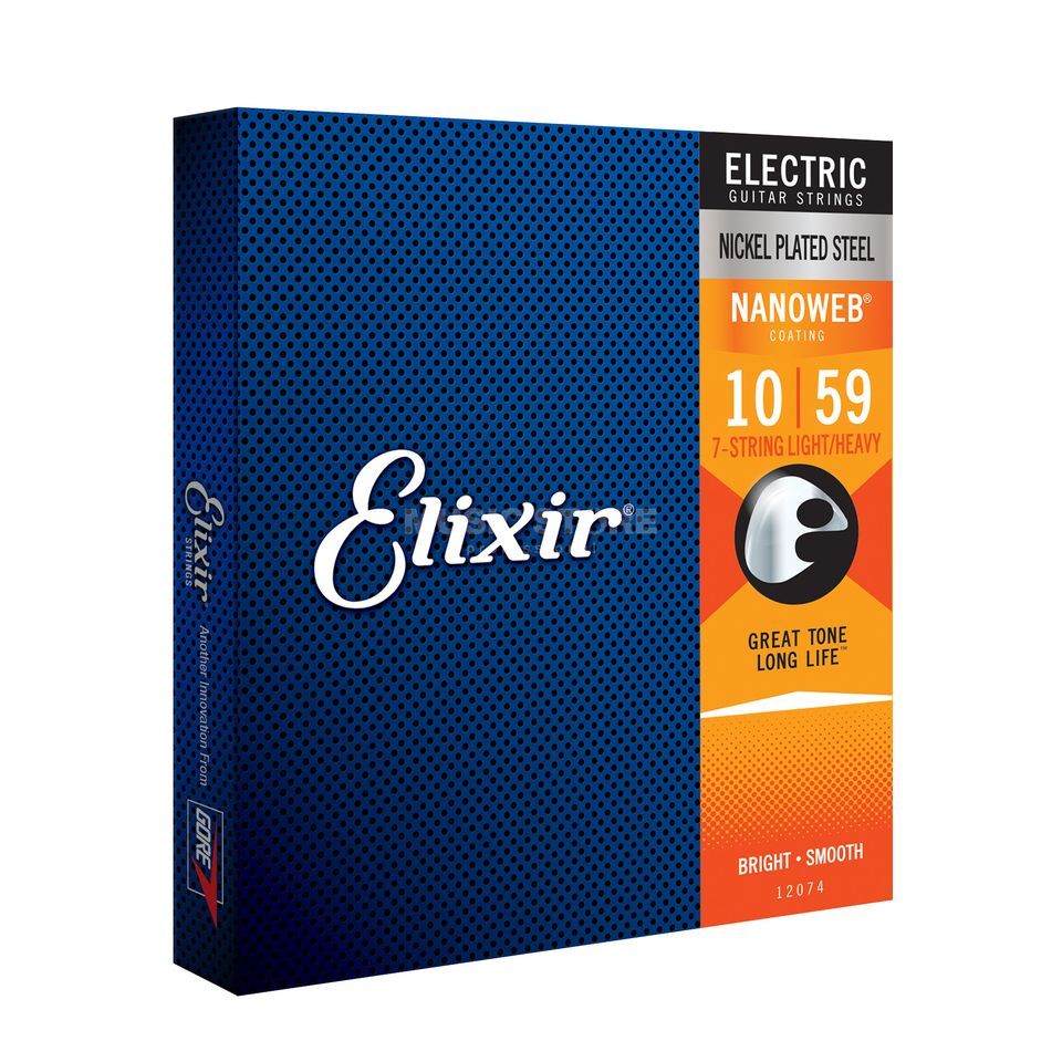 Elixir 12074 NANOWEB Комплект струн для 7-струнной электрогитары, Light/Heavy 10-59