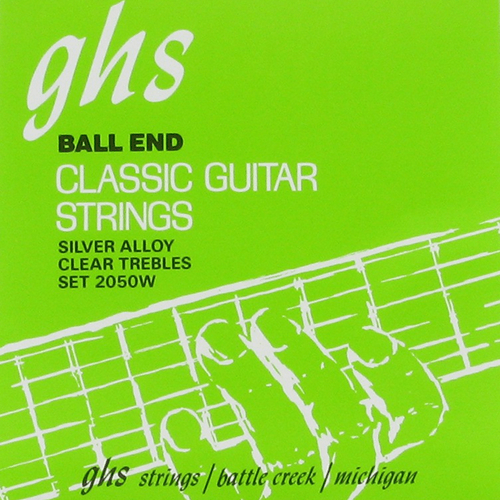 GHS STRINGS 2050W Струны для классической гитары - Hard; нейлон; посеребренная обмотка; Ball end