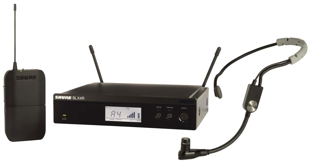 SHURE BLX14RE/SM35 M17 - радиосистема головная с микрофоном SM35. Кронштейны для крепления в рэк