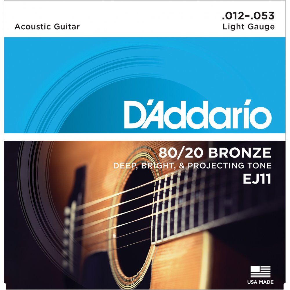 D'ADDARIO EJ11 набор струн. для акустической гитары, бронза, 80/20, Light, 12-53