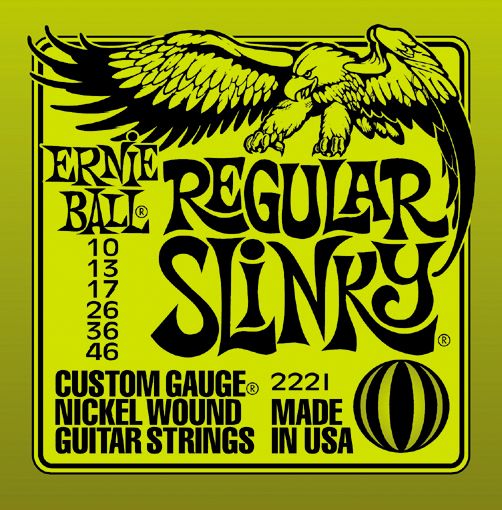 Ernie Ball 2221 струны для эл. гитары Regular Slinky lime (10-13-17-26-36-46) Nickel Wound
