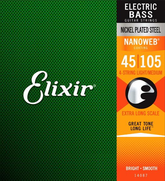 Elixir 14087 NanoWeb  струны для бас-гитары Medium 45-105 Extra Long Scale