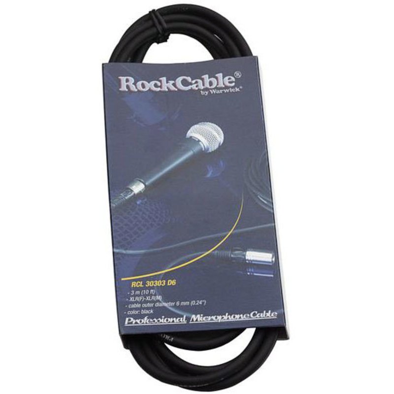 Rockcable RCL30303 D6  Микрофонный кабель XLR(М) XLR( F) 3 метра.