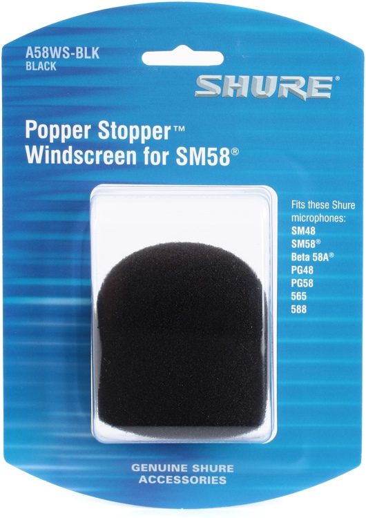 SHURE A58WS-BLK поролоновая ветрозащита для микрофонов SM58, PG58 (черная)