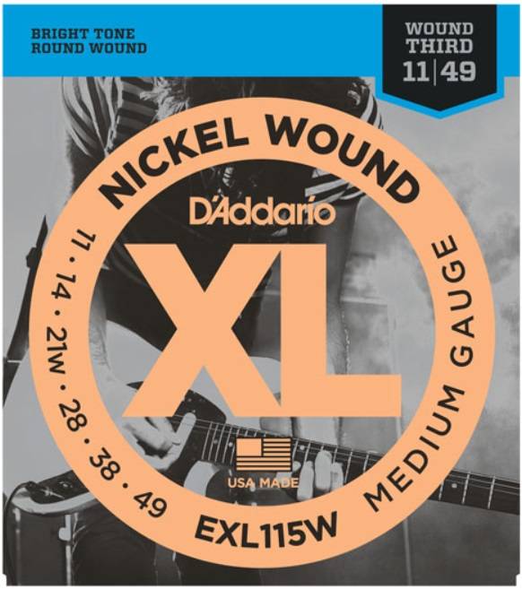 D'ADDARIO EXL115W XL NICKEL WOUND Струны для электрогитары Blues/Jazz Rock 3rd Wound 11-49