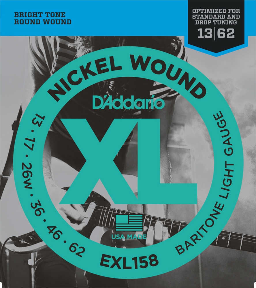 D'ADDARIO EXL158 NICKEL WOUND BARITONE LIGHT 13-62 струны для электрогитары (баритон)