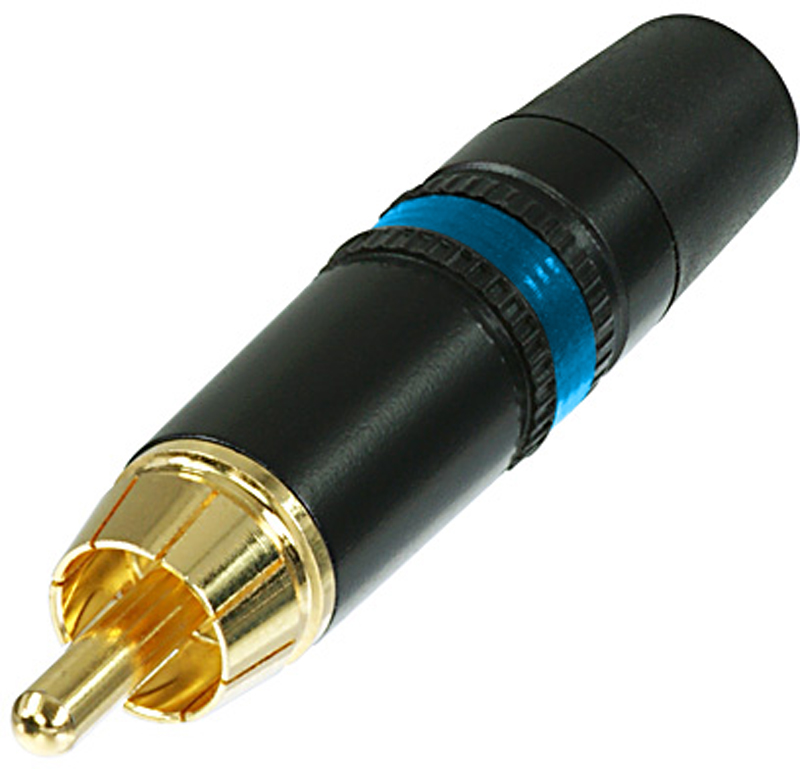 Neutrik NYS373-6 кабельный разъем RCA корпус черный хром, золоченые контакты, синяя полоса