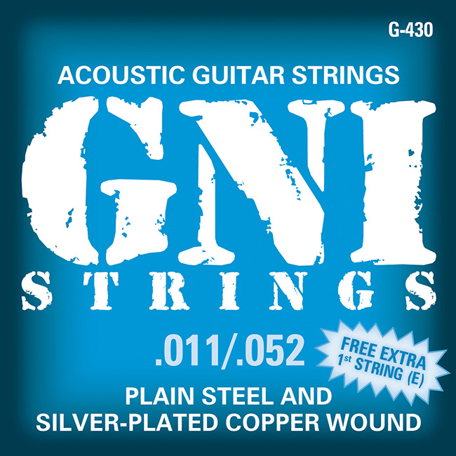 GNI G430 струны для акустической гитары .011/.052, медная посеребренная навивка