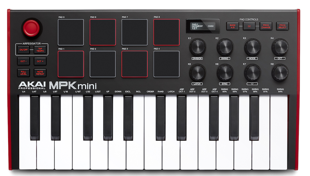 AKAI PRO MPK MINI MK3 - миди клавиатура с уменьшенными клавишами, 25 клавиш, 8 MPC пэдов, 8 ручек