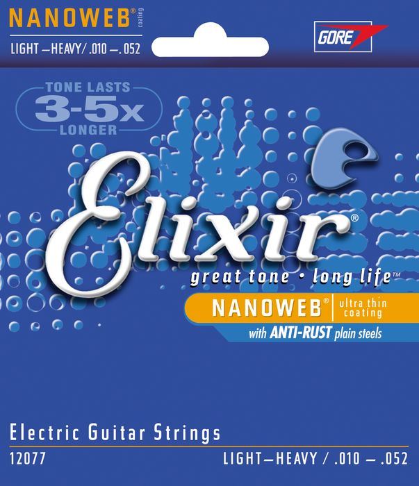 Elixir 12077 NanoWeb  струны для электрогитары Light-Heavy 10-52