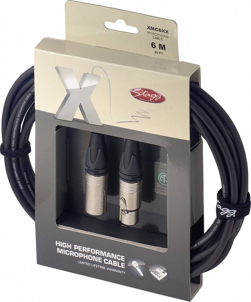STAGG XMC6XX - профессиональный микрофонный шнур XLR-XLR, оригинальные разъемы NEUTRIK.