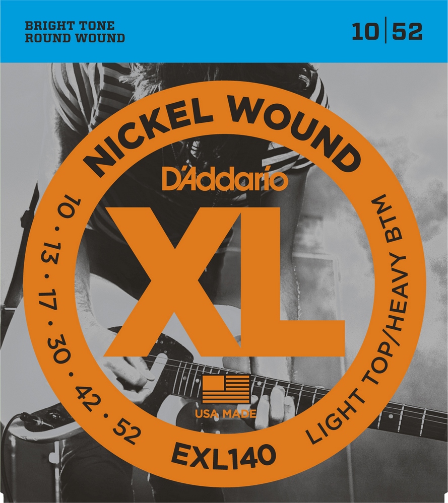D'ADDARIO EXL140 NICKEL WOUND LIGHT TOP/HEAVY BOTTOM 10-52 струны для электрогитары