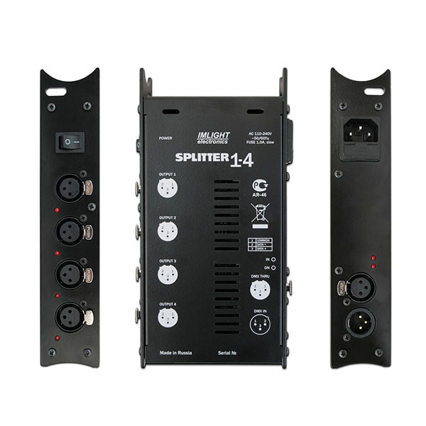 IMLIGHT SPLITTER 1-4-3pin Блок усиления сигнала DMX-512, 1 вход, 1 сквозной, 4 выхода