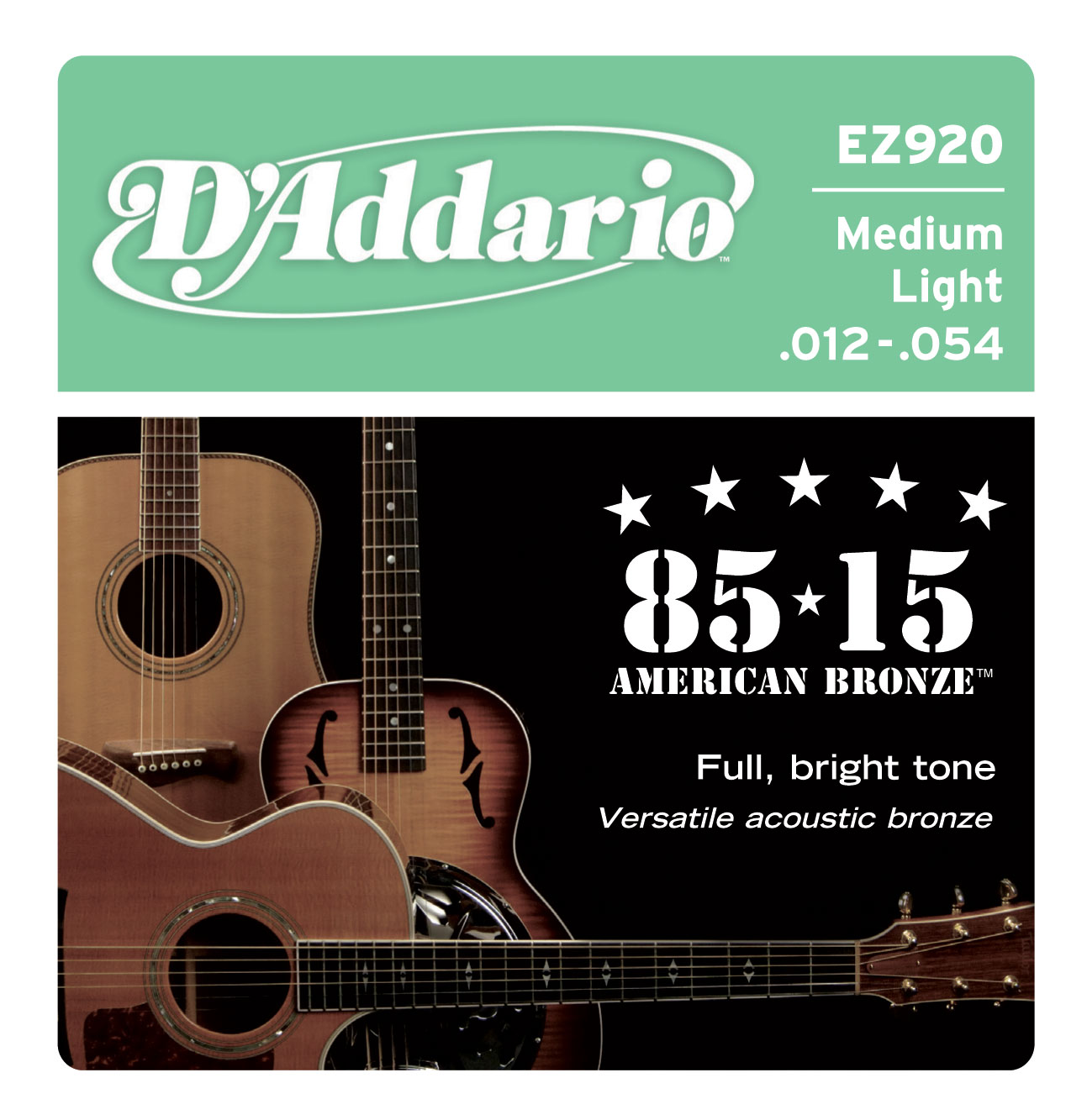 D'ADDARIO EZ920 Набор 6 струн для гитары акустик бронза 012-054